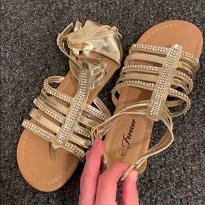 Gold with silver rhinestone Sandals